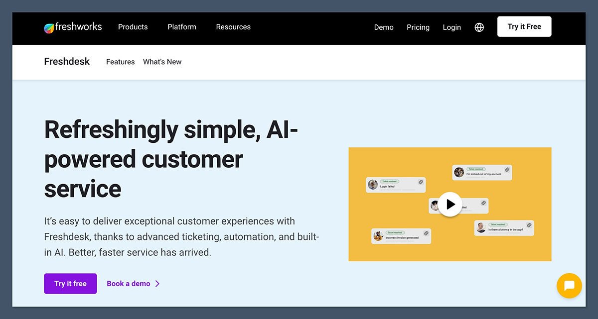 Freshdesk Homepage