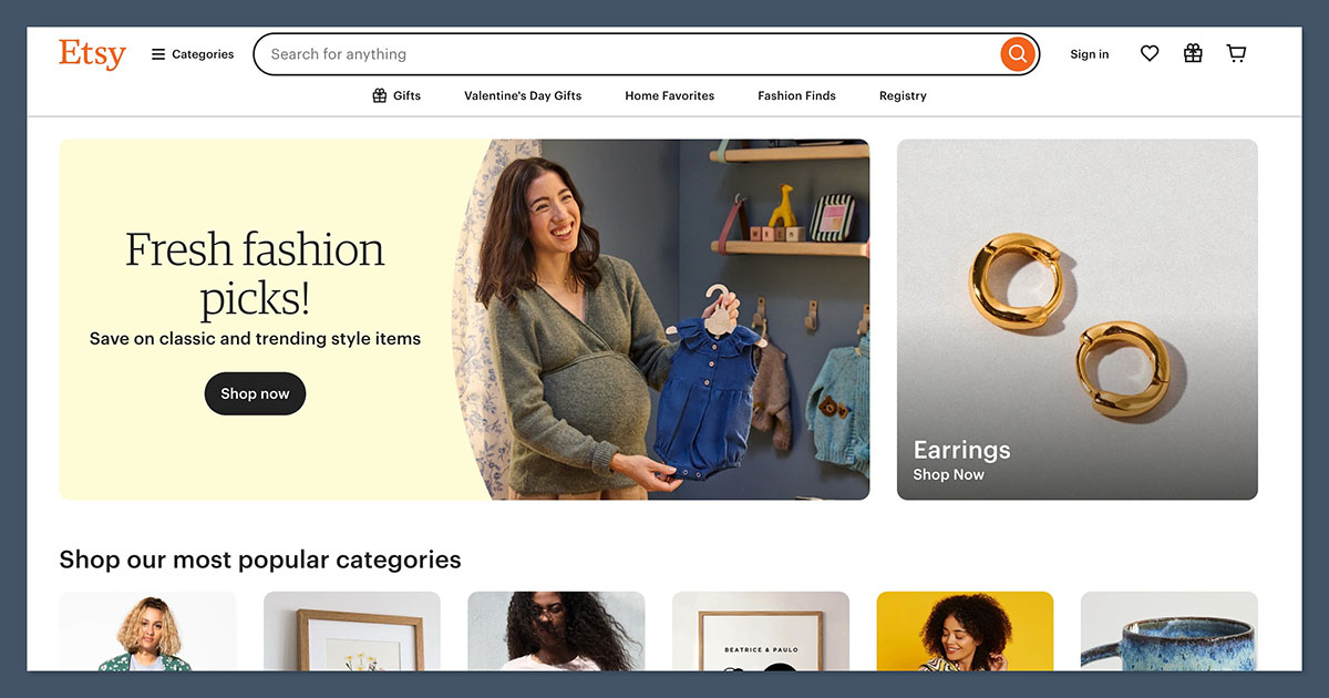 Etsy Homepage
