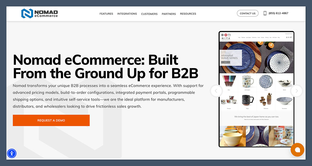 Nomad Ecommerce Homepage