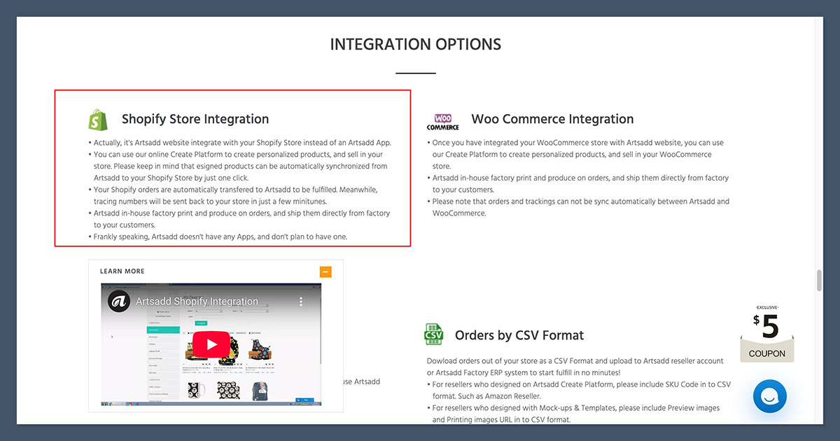 Artsadd Shopify Integration