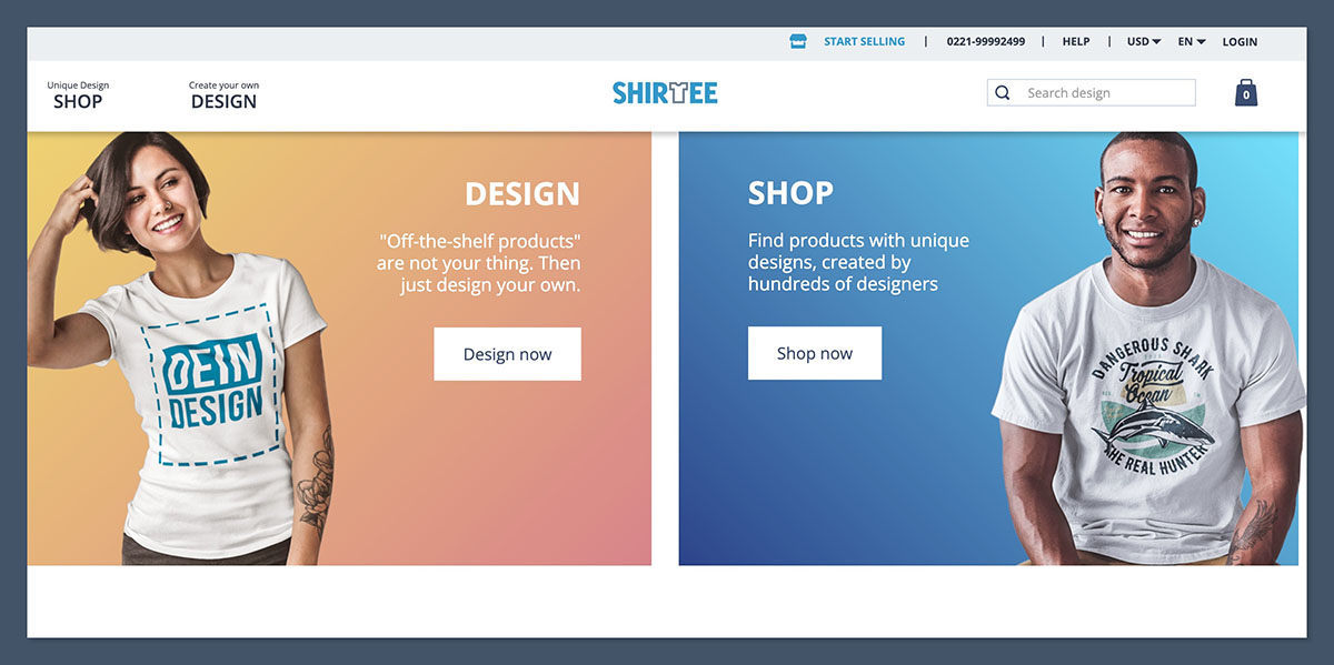 Shirtee Homepage