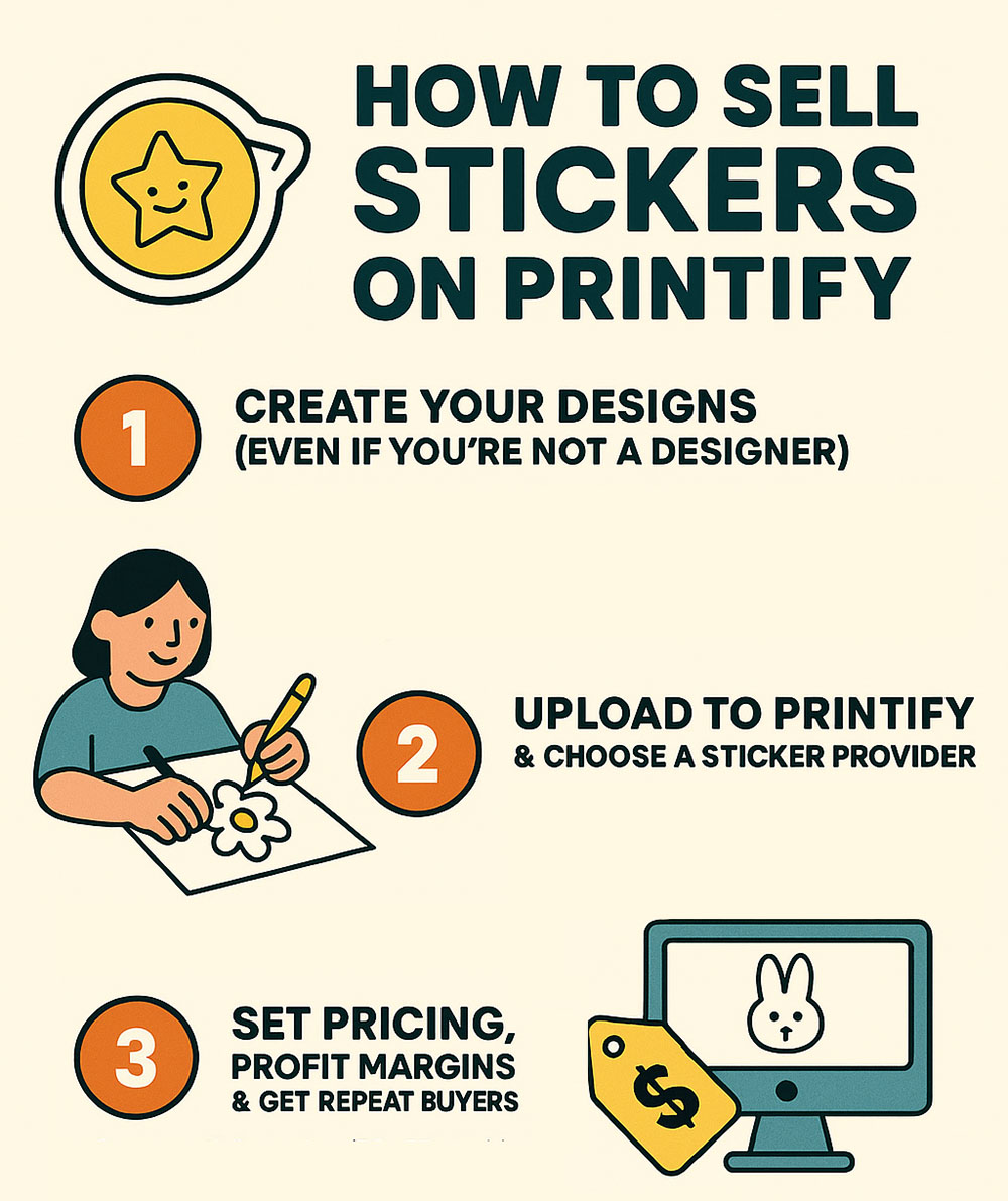 how to sell stickers on printify infographic