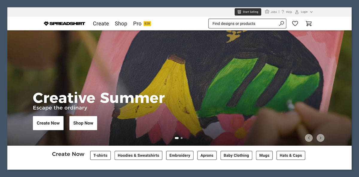 Spreadshirt Homepage