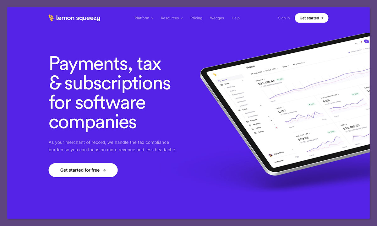 lemon squeezy hoempage