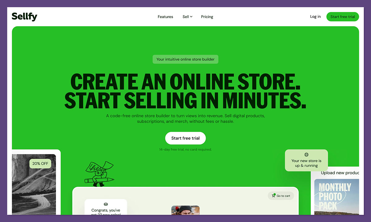 sellfy homepage