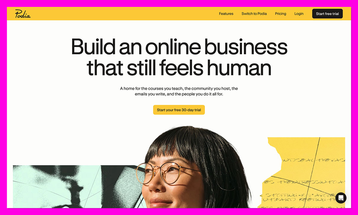 podia homepage