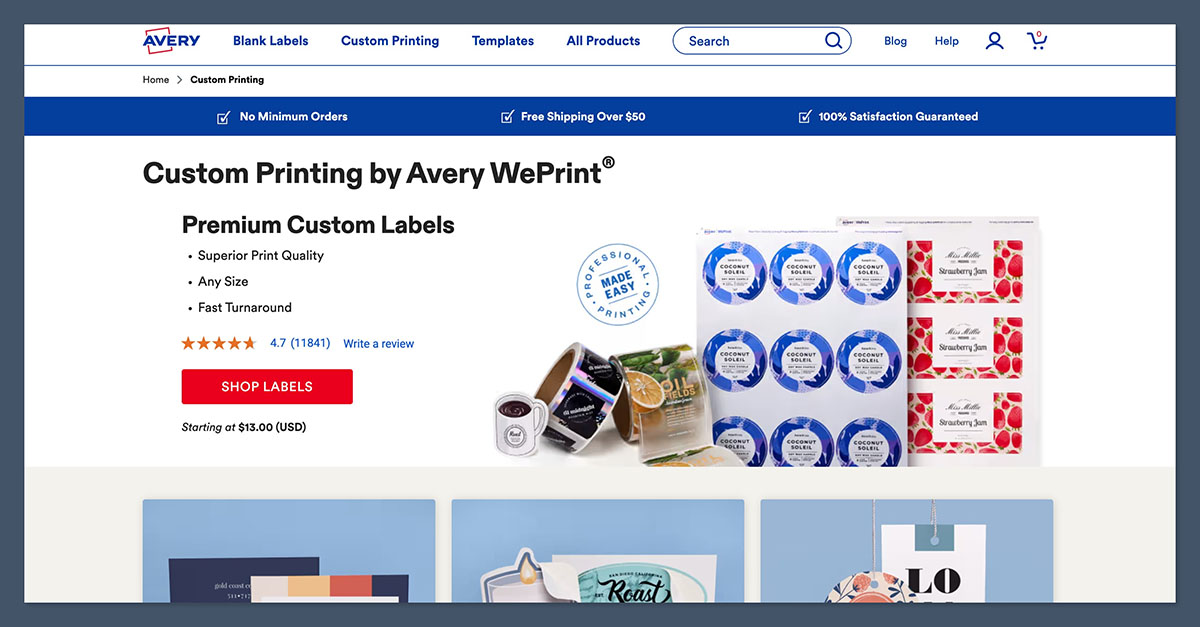 Avery WePrint Homepage