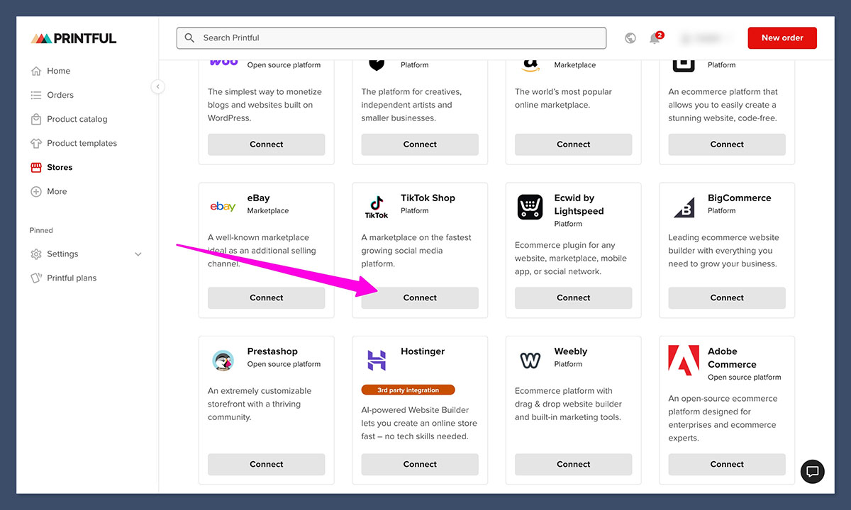 connect printful tiktok shop