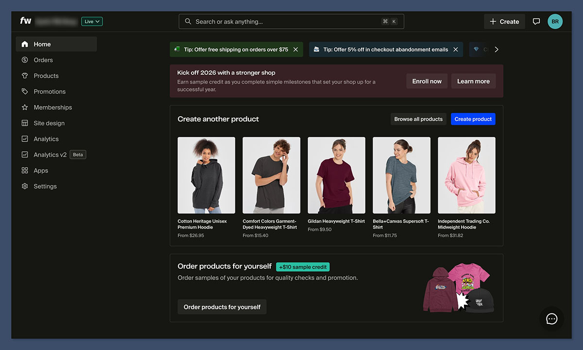 fourthwall dashboard