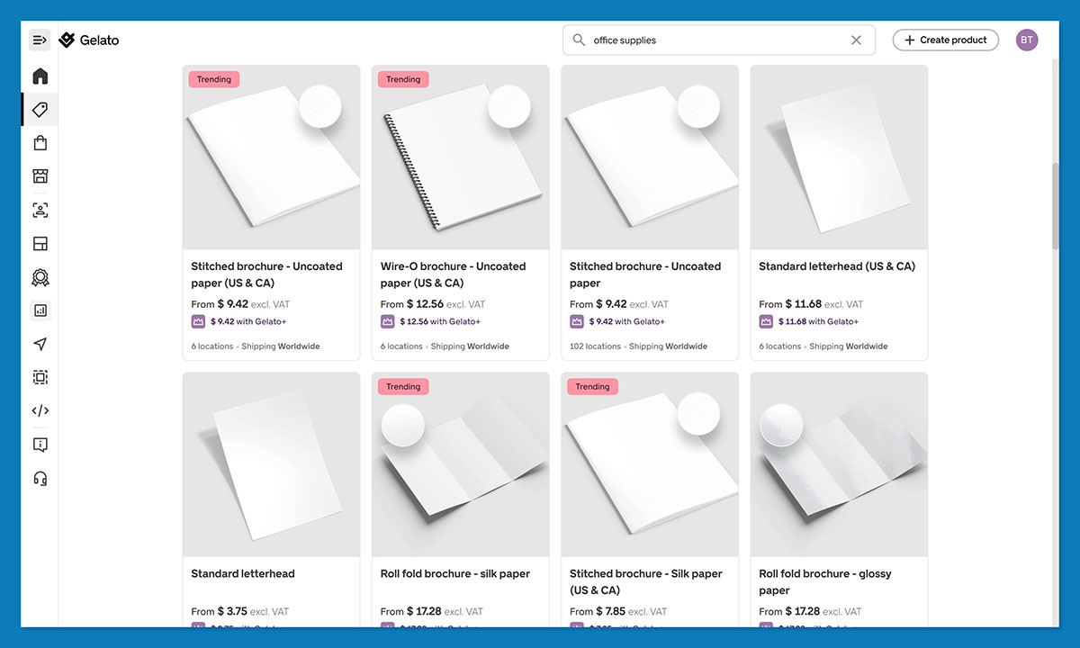 gelato office supplies