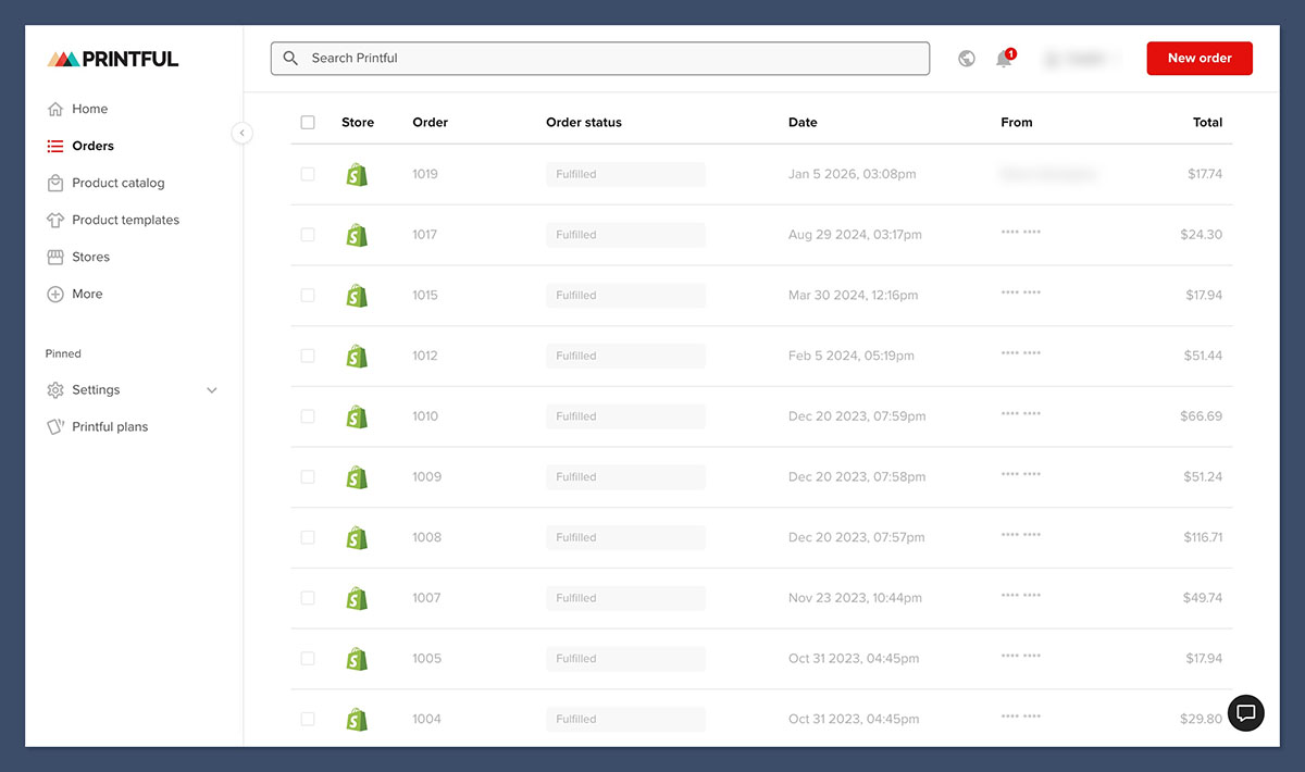 printful shipping and fulfillment