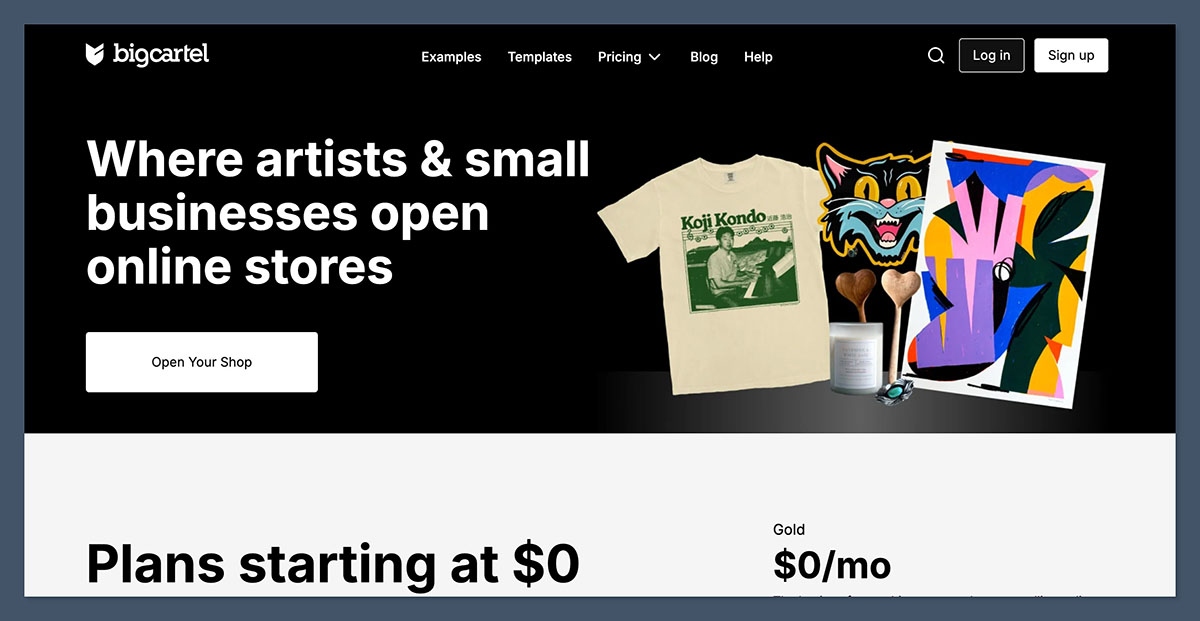 Big Cartel Homepage