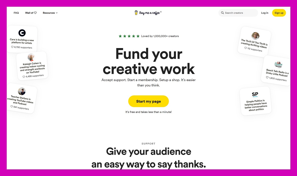 Buy me a coffee homepage
