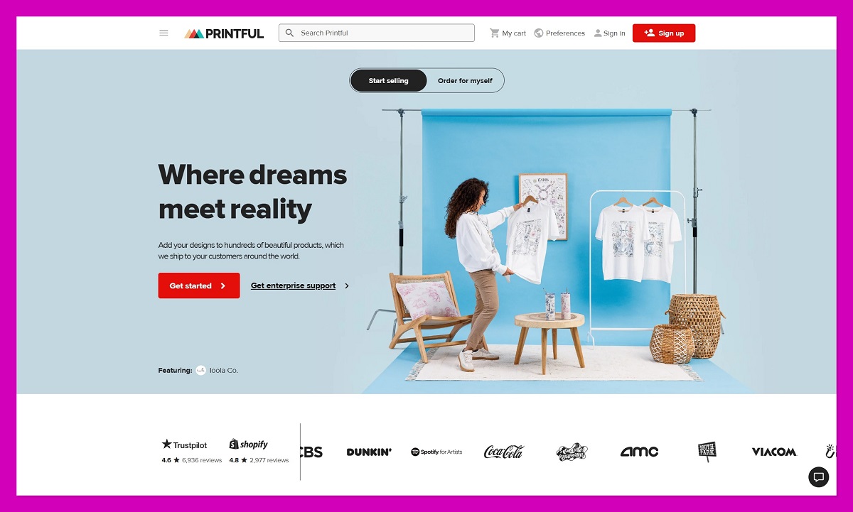Printful homepage