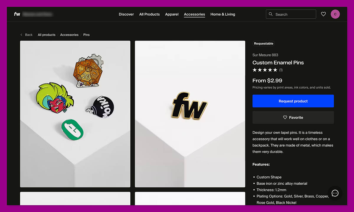 fourthwall enamel pins