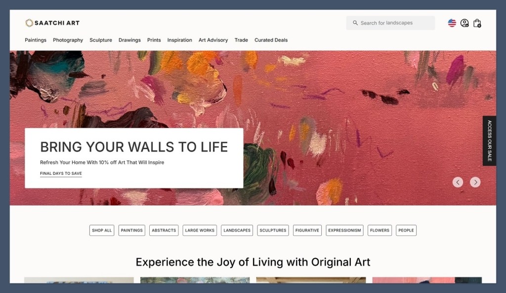 saatchi art homepage