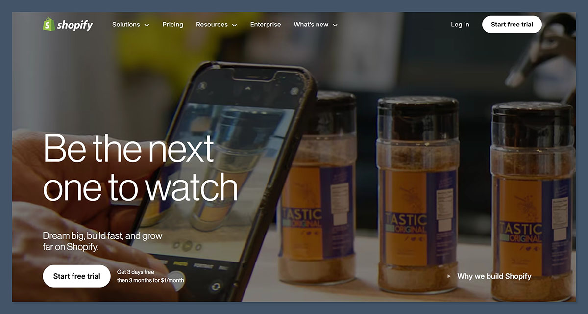 Shopify homepage