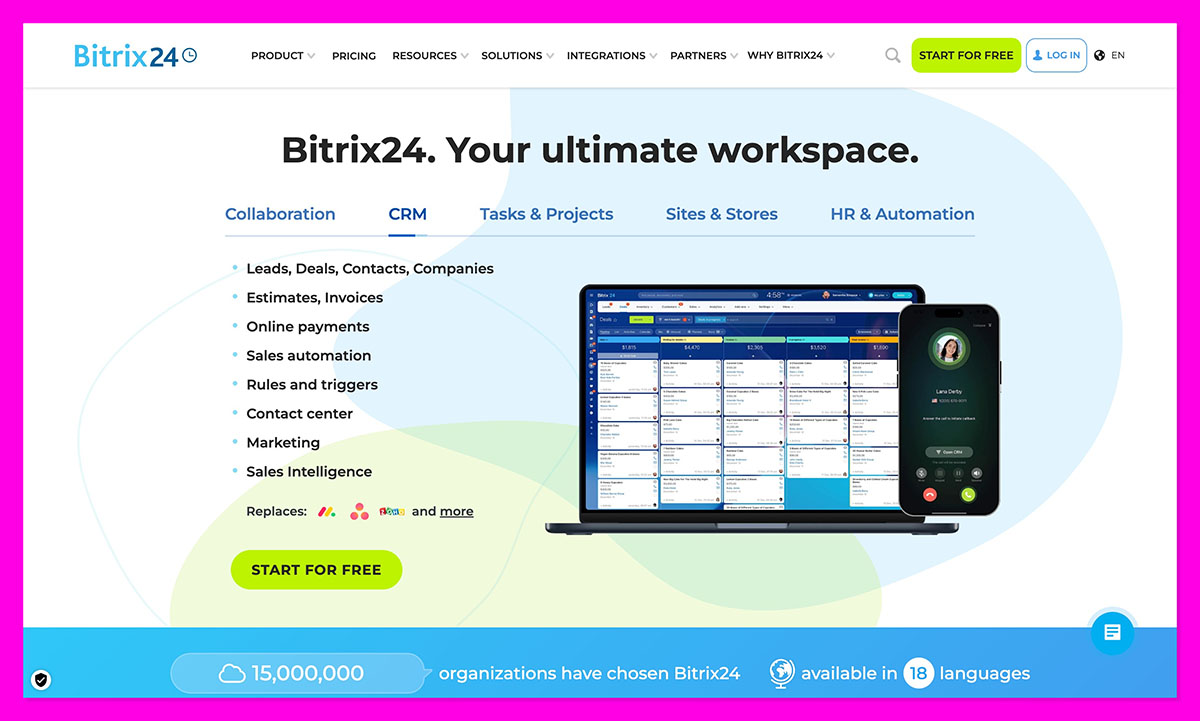Bitrix24 homepage