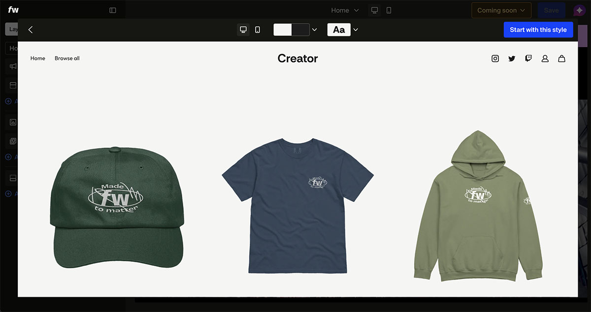 fourthwall product listing
