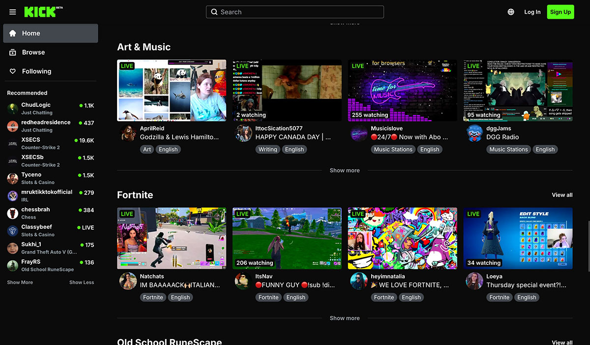 kick homepage