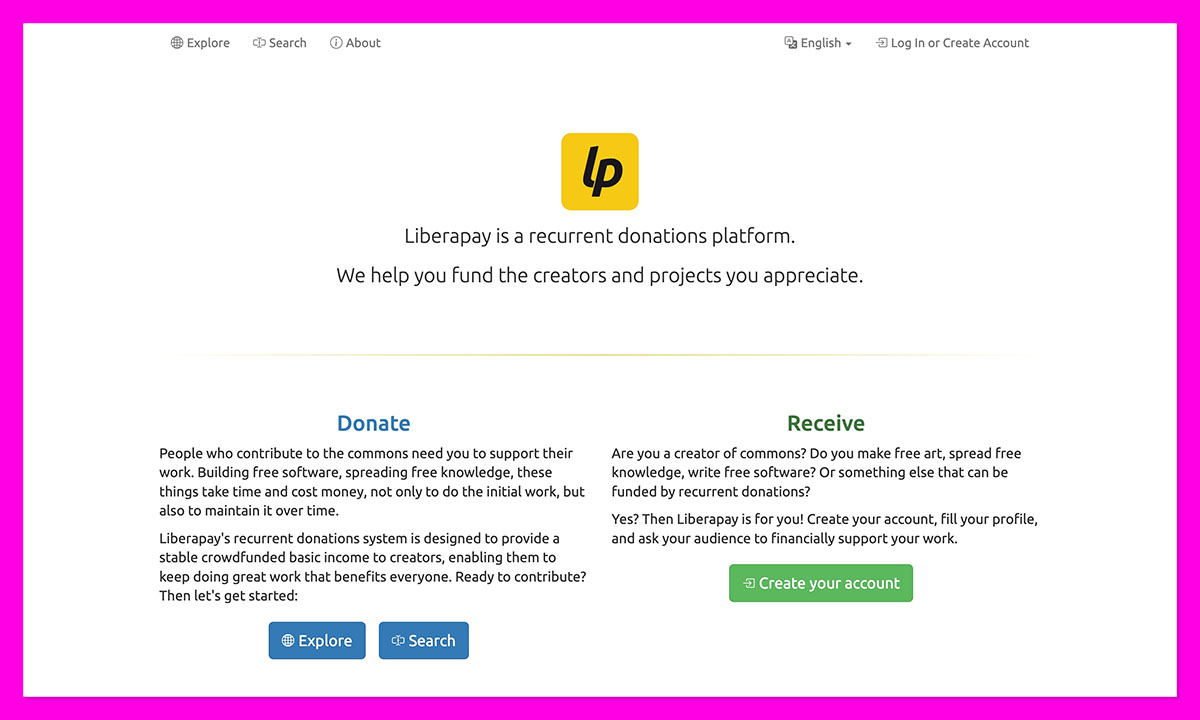 Liberapay homepage