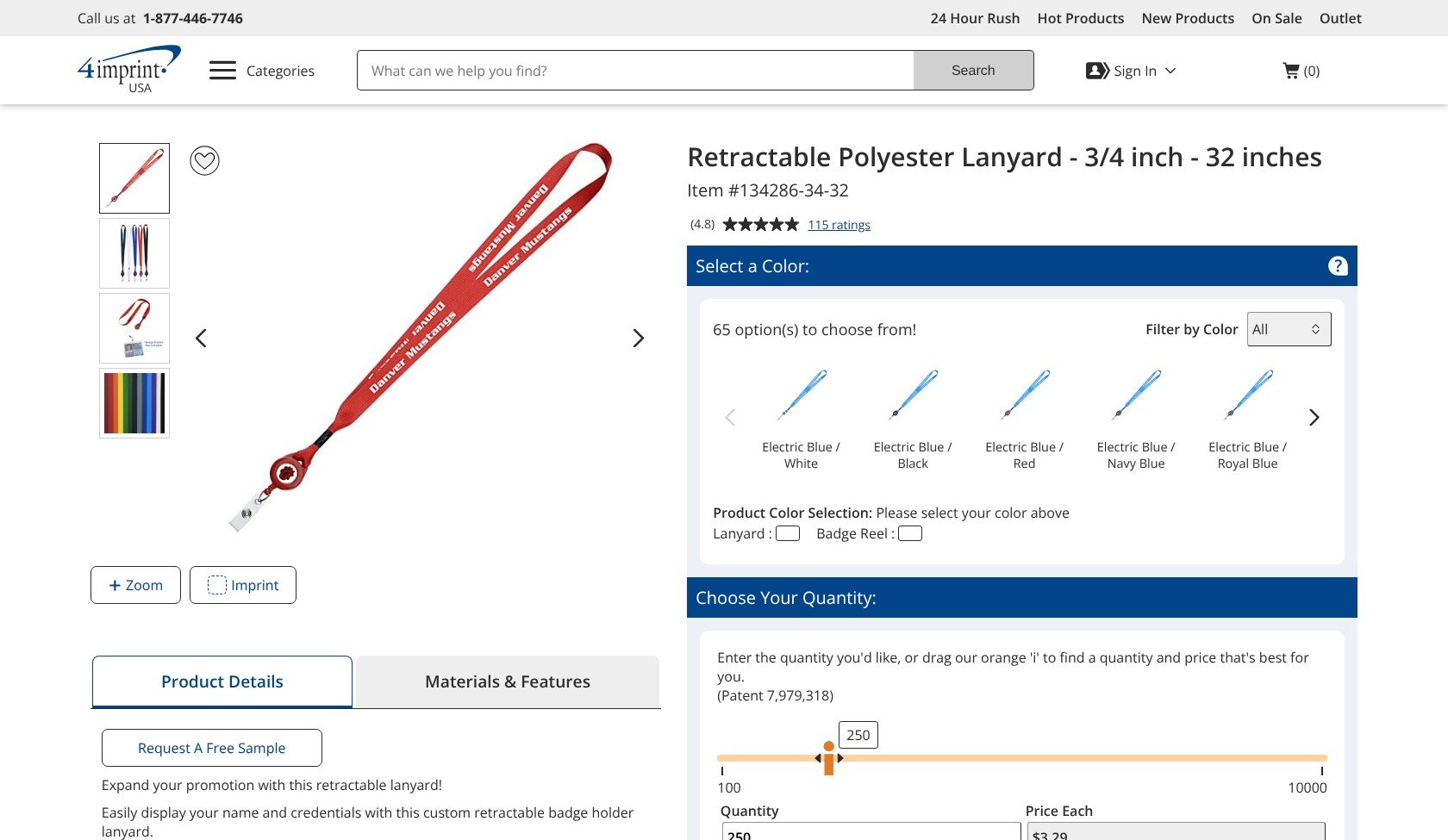 4imprint Retractable Polyester Lanyard product page