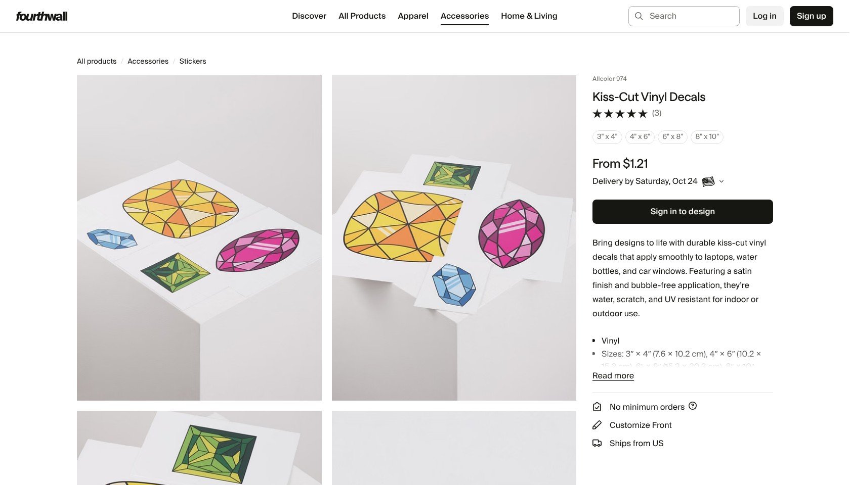 Fourthwall Kiss-Cut Vinyl Decals product page