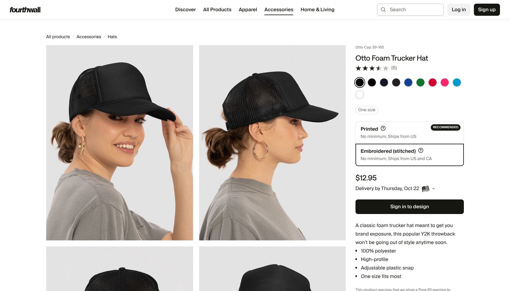 Fourthwall Otto Foam Trucker Hat product page