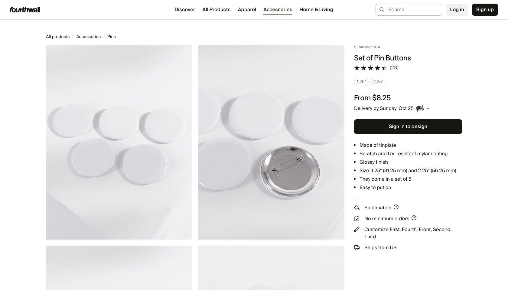 Fourthwall Set of Pin Buttons product page